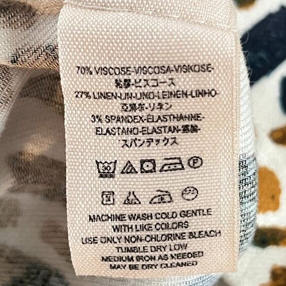 Free People Over And Under Wide Leg Pants XS Linen Blend Geometric Boho NWTf - Picture 12 of 14